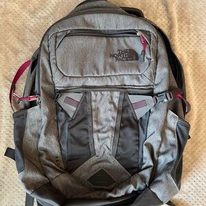 The North Face Charcoal and Pink Accent Backpack